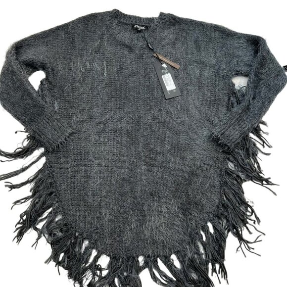 𝅺NWT Papa Grey Fringe Long Sleeve Sweater Size XS - Picture 4 of 12